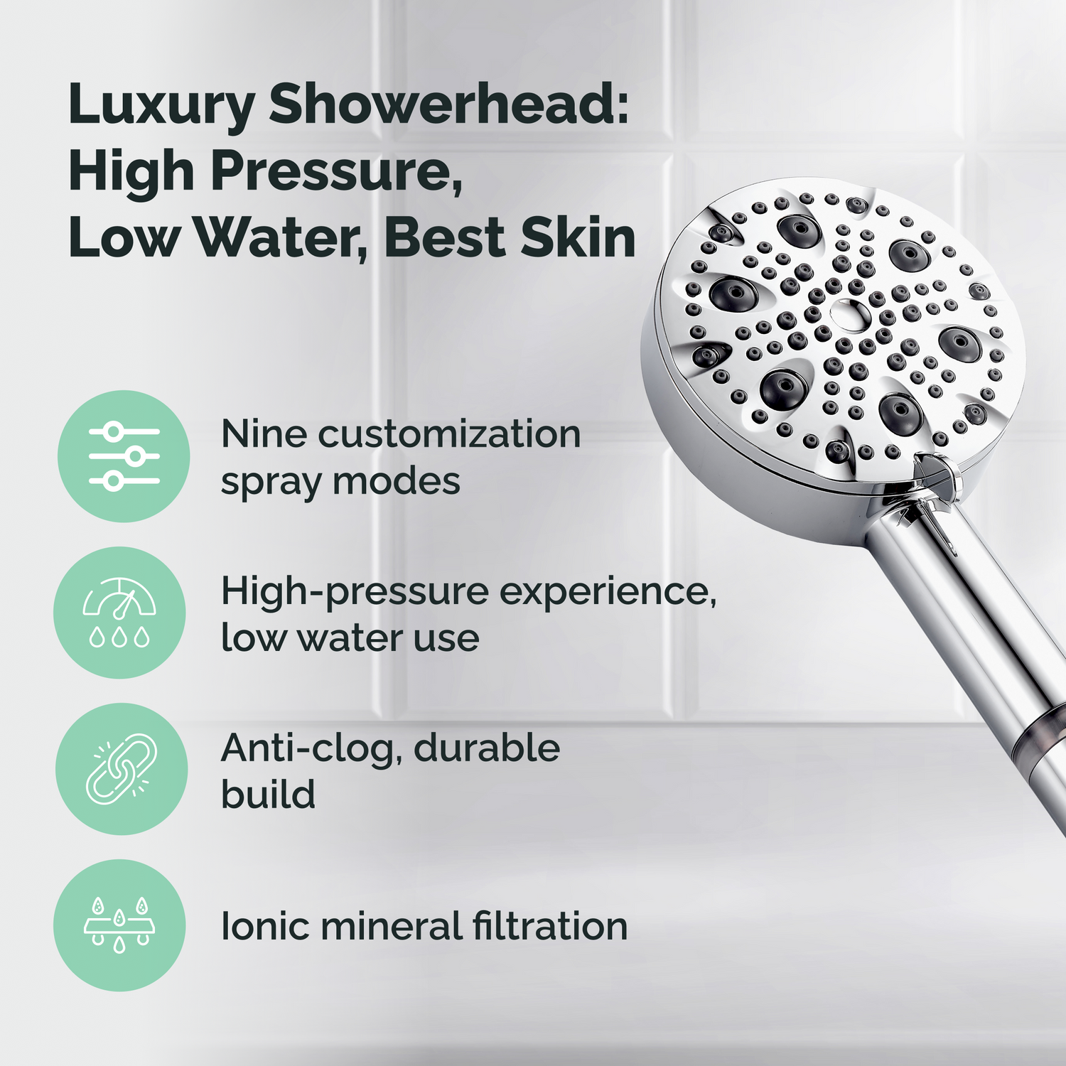 9-Mode Luxury Hard Water Filtration Shower Head Kit