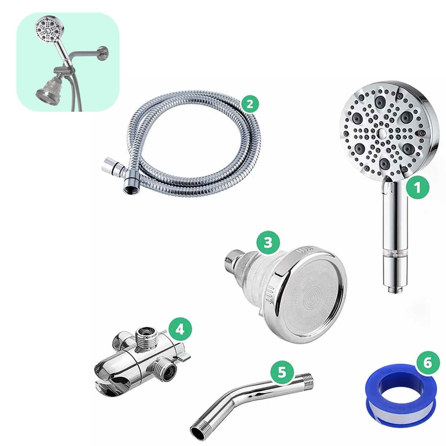 Ecolux 9 Mode High Pressure Shower Head (Filtered)