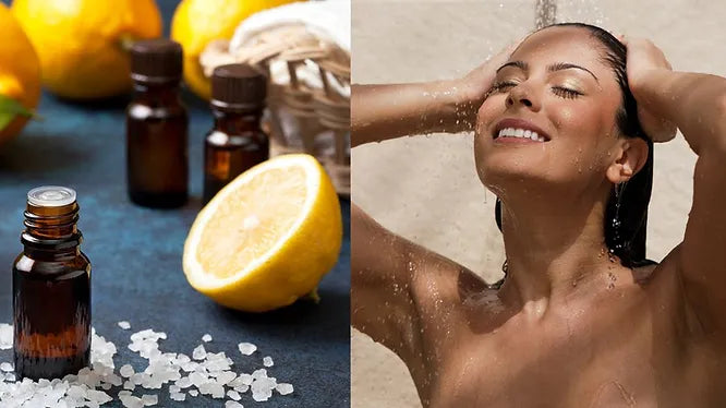 Spa shower experience at home with filtered water and aromatherapy setup