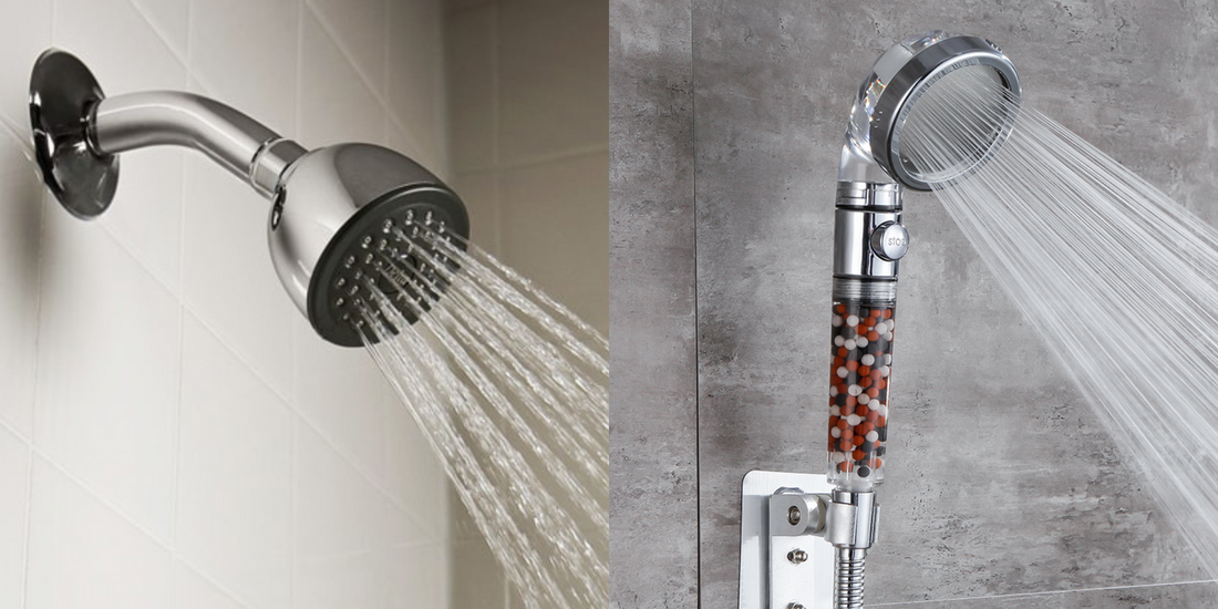 Comparaison entre la pomme de douche StoneStream et une pomme de douche classique au niveau de la filtration et de la pression de l'eau