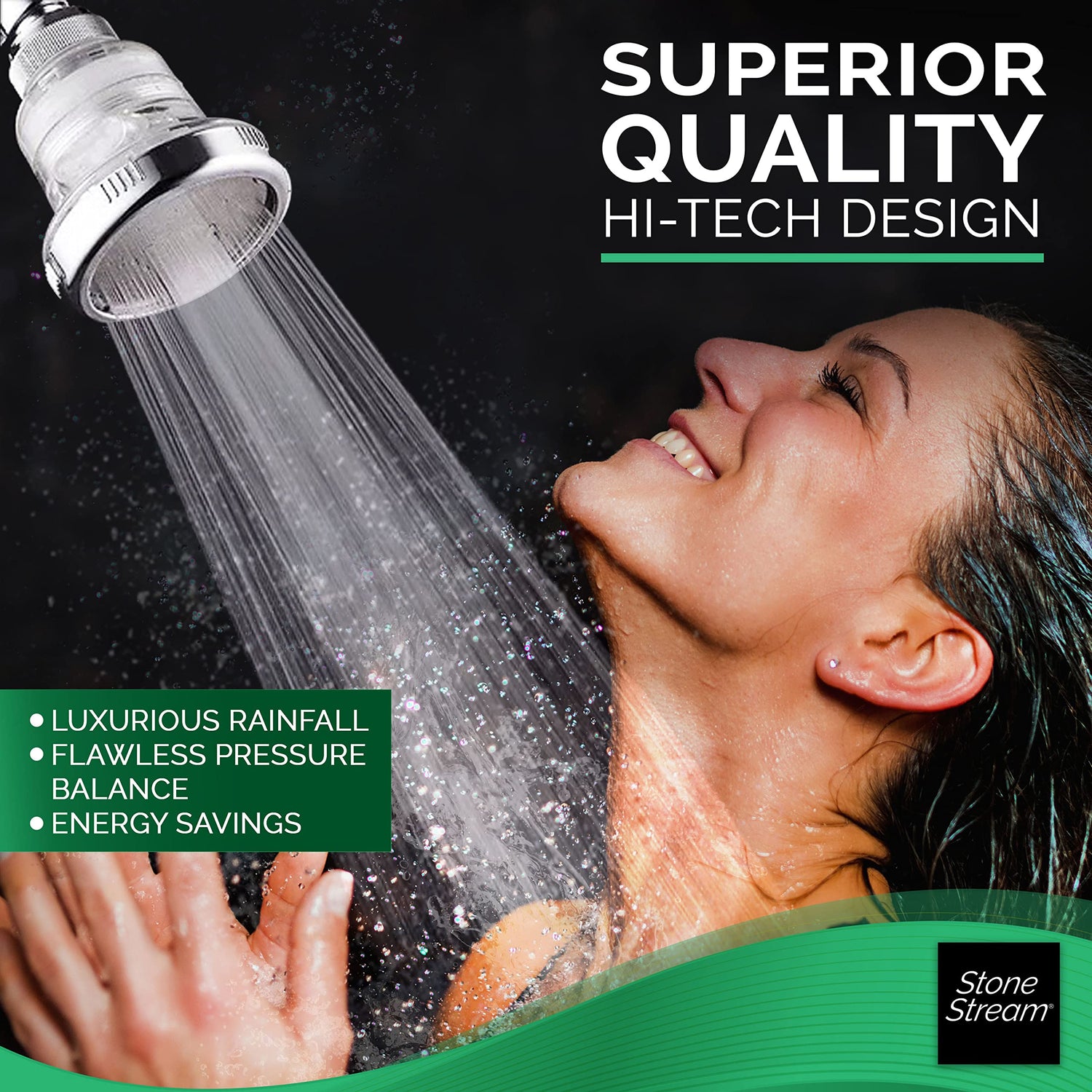 Eco-friendly shower head with water-saving features