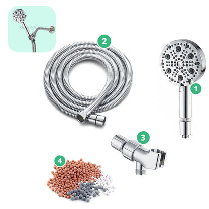 Adaptor de perete crom Ecolux 4-in-1 cu oțel inoxidabil cu 9 moduri
