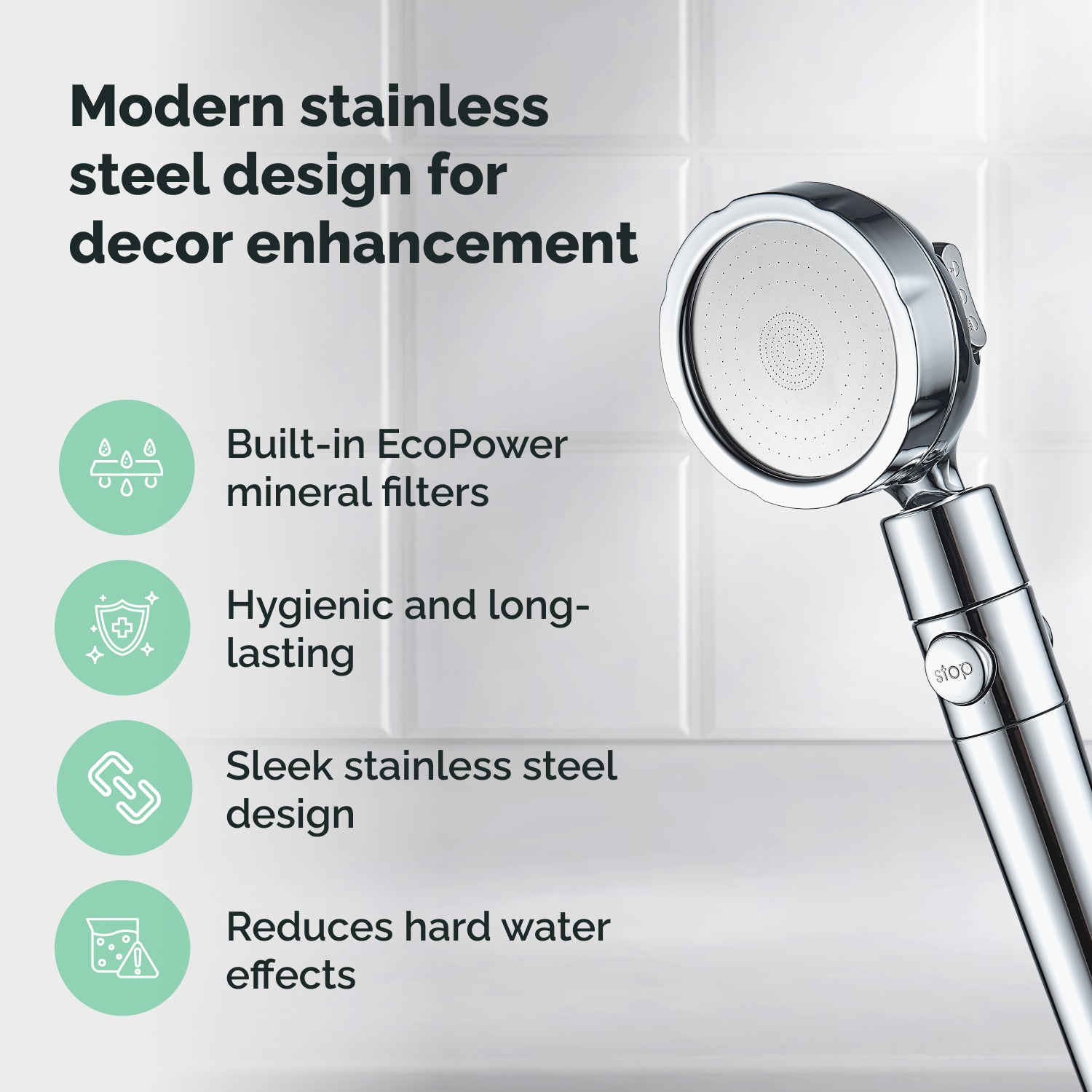 Ecolux Metallic Shower Head